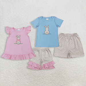 Spring Casual <b>Baby</b> Shorts Set Short Sleeve Cute Bunny Applique T-Shirt Shorts Spandex/Cotton Toddler <b>Easter</b> <b>Outfits</b> for Kids - Product Image 1