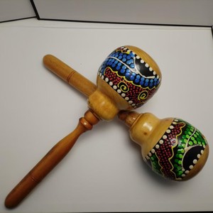 Wholesale Orff Maraca Wooden Coconut Tree Carved Painted Big Sand Ball Kids' <b>Music</b> <b>Instrument</b> Toy Sand Ball Percussion Tool - Product Image 5
