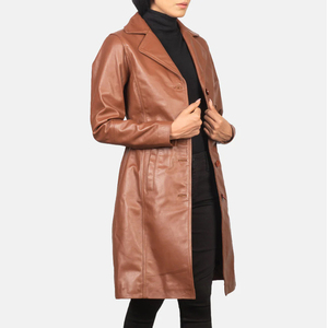 Manteau en cuir pour femmes, vente en gros, manteau long, styles tendance, fabricant direct, vestes en cuir pour femmes fabriquées au Pakistan - Product Image 3