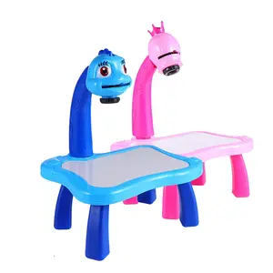 New large size cartoon animal erasable doodle board with music 24 patterns intelligent projection painting table for kids