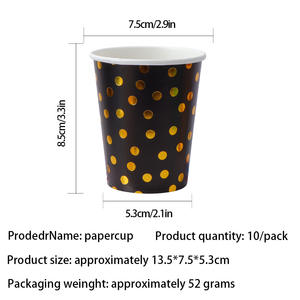 ชุดอุปกรณ์จัดงานวันเกิดลายจุดสีดำทอง  ประกอบด้วยจานหนา แก้วกระดาษ กระดาษเช็ดมือ ชุดเครื่องใช้บนโต๊ะอาหาร - Product Image 6