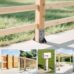 Soporte de Anclaje para Postes de Terraza de Acero al Carbono Reforzado con Recubrimiento en Polvo para Postes de Barandilla de Tubo de Madera, Montaje en Hormigón 4x4 3.6x3.6, 1 Pieza - Product Image 6