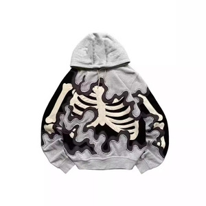 Sudadera con capucha para hombre estilo retro Y2K, con estampado de espuma, cierre de cremallera, estilo urbano oscuro, moderno y holgado, ODM - Product Image 3