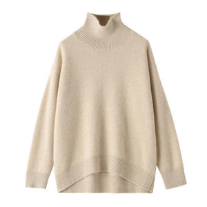 Qiaoyatou厚手のタートルネック100カシミア王Fei秋冬ルーズ無地セーターレディース - Product Image 5