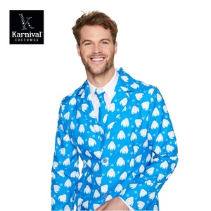 ODM vente entière hommes Noël Performance Cosplay Costume deux couleurs Noël Yeti Costume bleu veste avec <span class=keywords><strong>cravate</strong></span> - Product Image 4