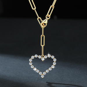 Colar de Pingente em Forma de Coração com <span class=keywords><strong>Moissanite</strong></span> Incrustado em Prata Esterlina S925 a Preço de Fábrica para Mulheres, Presente de Casamento - Product Image 5