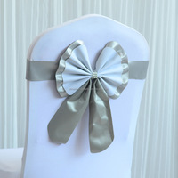 Ruban de chaise, nœud décoratif pour dossier de chaise, fleur décorative pour dossier de chaise, sans nœud, pour mariage, hôtel, célébration, deux couleurs, queue courte
