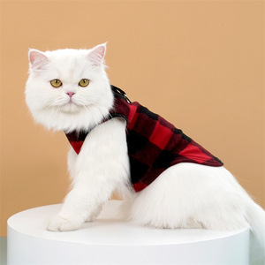 Pet Fleece Vest Plaid Design D-<b>Ring</b> For Dog <b>Cat</b> Autumn Winter Wear - Product Image 5
