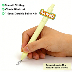 Stylo à bille rétractable <span class=keywords><strong>en</strong></span> <span class=keywords><strong>gros</strong></span>, mignon, couleur crème macaron, avec breloques PVC 2D, encre noire fluide 1,0 mm, pour fournitures scolaires et de <span class=keywords><strong>bureau</strong></span> - Product Image 3