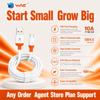 Câble en silicone WHALE 10A OD4.5 USB-MICRO, câble OD4.5mm, charge rapide, transfert de données, fil de cuivre pur, anti-casse, original