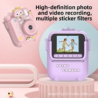 Cámara Infantil con Impresión Digital, Grabación de Video, Adhesivos de Dibujos Animados, Cámara de Juguete para Estudiantes, Impresora Instantánea para Niños
