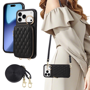 Portefeuille de luxe en cuir motif téléphone portable pour <span class=keywords><strong>iphone</strong></span> 17promax 16 15/14/13 sac à cartes lanière à bandoulière - Product Image 6