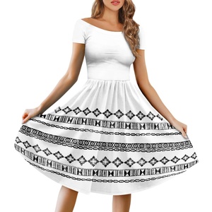 Tendencia Personalización del producto Tapa Melanesia Isla del Pacífico Diseño DE <span class=keywords><strong>ARTE</strong></span> Tallas grandes Hombros Vestido de manga corta Imprimir bajo demanda - Product Image 2