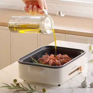 High Borosilicate Glass Oil Bottle Large Capacity Leak Resistant <b>Kitchen</b> Storage Jar Cylinder Shape <b>Plastic</b> Lid - Product Image 1