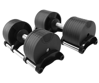 Ensemble d'haltères réglables personnalisables en chrome de 24 kg, 28 kg, 32 kg pour la salle de sport à domicile, design à verrouillage rapide pour gagner de la place