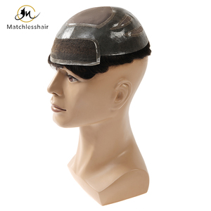 Peluca de hombre tipo <span class=keywords><strong>Oscar</strong></span> personalizada directa de fábrica, tupé de repuesto de cabello indio duradero de 6 pulgadas, sistema de cabello en stock de tamaño 8x10 - Product Image 3