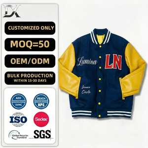 Chaqueta Varsity Vintage de Estilo Urbano con Parches Bordados de Chenille, Mezcla de Lana de 460g, Mangas de Cuero PU, Chaqueta Bomber de Béisbol Personalizada OEM - Product Image 1
