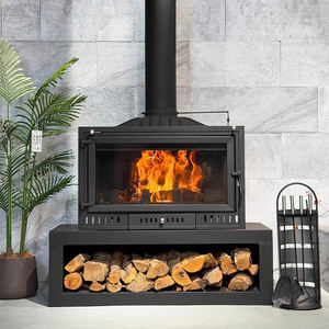Moderna ghisa incastonata stufa a legna con vero fuoco per il riscaldamento domestico e l'arredamento in ville autocostruite - Product Image 1