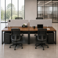 Bureau de travail modulaire moderne, poste de travail 4 places, plan ouvert, cluster de bureaux pour espace de travail collaboratif