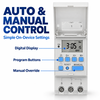 THC15A Saklar Timer Digital AC 220V DIN Rail yang Dapat Diprogram, Saklar Waktu Harian Mingguan dengan 16 Program Nyala Mati