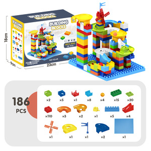 186 Uds. Bloques grandes clásicos STEM juego de ladrillos de juguete 1:6 modelo embudo de juguete tobogán laberinto bolas montaje niños Juego de bloques de construcción mármol - Product Image 2