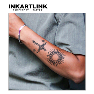 INKARTLINK Pegatina de tatuaje para el cuerpo, diseño de Balanza de la Justicia, resistente al agua, ecológica, de larga duración (15 días), a granel - Product Image 2