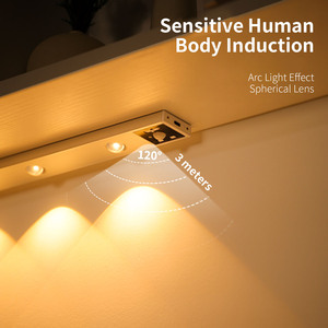 Luz LED Inalámbrica Recargable por USB con Sensor de Movimiento PIR Magnético para Armario, Diseño Moderno, Luz Ascendente para Gabinete de Cocina, Regulable - Product Image 5