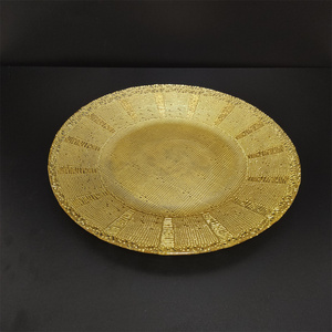 Vente en gros de meubles de salle à manger de luxe, plaque de verre <span class=keywords><strong>creuse</strong></span> dorée pour fête de mariage, décoration design moderne en or - Product Image 5