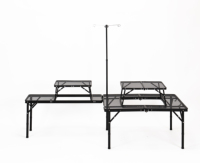 Table de Camping Table Grill Pieds Antidérapants Réglable en Hauteur Table Extérieure en Aluminium Légère et Portable pour Camping Pique-Nique RV