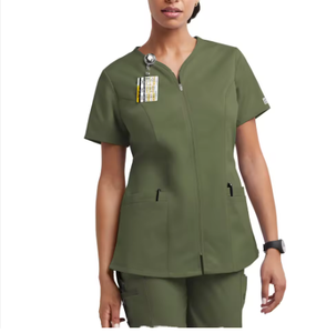 Blouse d'hôpital unisexe à manches courtes, en coton et polyester tissé, extensible dans les 4 sens, thermocollée sans couture, pour uniforme d'infirmière, OEM - Product Image 3