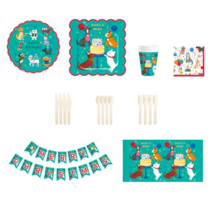 DAMAI - Vajilla Desechable con Diseño de Animales para Fiestas Infantiles, Plato de Papel con Diseño de Perro y Gato, Juego de Vajilla Desechable para Fiestas de Niños - Product Image 1