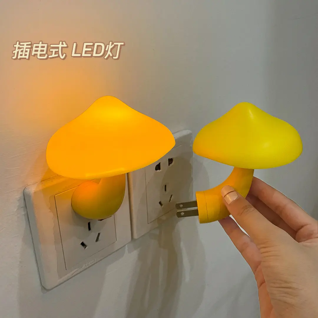 Mignon Led Champignon Veilleuse Plug In Lumineux Applique Murale Lumière Contrôlée Capteur Chambre Décoration Sommeil Veilleuse