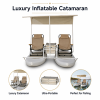 Bateau Catamaran Gonflable Personnalisé OEM avec Auvent Pare-Soleil, Catamaran en PVC Durable pour 2 Personnes pour la Croisière, la Pêche, les Vacances