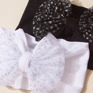 부드러운 나일론 메쉬 활 여자 아이를위한 새로운 헤어 액세서리 2 개 귀여운 유럽 미국 탄성 아기 머리띠 - Product Image 5