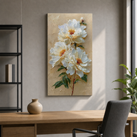 Peinture à l'huile artisanale sans cadre sur mesure 50 x 100 cm, tableaux sur toile texturée à motifs floraux et décorations murales pour la maison