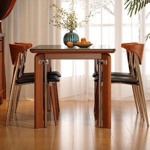 Mesa de Comedor Rectangular Atemporal de Piedra Sinterizada Negra, Mueble Combinado Estable - Product Image 4