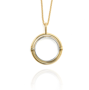 Nuova collana personalizzata con cerchio cinetico filatore in acciaio inossidabile dorato, ciondolo sensoriale rotante Chic lucido - Product Image 1