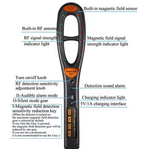 เครื่องตรวจจับสัญญาณ HK809 HK007 <span class=keywords><strong>Raksa</strong></span> 021 แบบมือถือ ติดตามตำแหน่ง GPS ตรวจจับสัญญาณกล้องซ่อนแบบมีสายและไร้สาย - Product Image 2