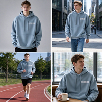 Hoodie Oversize Logo Kustom dengan Kantong Kanguru, Tali Serut, Model Drop Shoulder, Streetwear, Pasokan Pabrik OEM ODM
