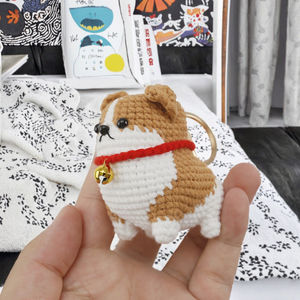 Miniature en crochet faite <span class=keywords><strong>à</strong></span> la main, chiot miniature, amigurumi, jouet en peluche, mini Corgi <span class=keywords><strong>Pug</strong></span>, rembourrage en coton PP, en solde - Product Image 3