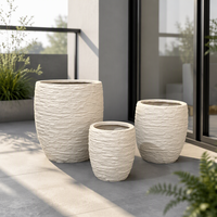 Ensemble de 3 pots en fibre de verre, texture rugueuse, grands pots de sol pour plantes d'intérieur et d'extérieur, décoration de la maison et du jardin