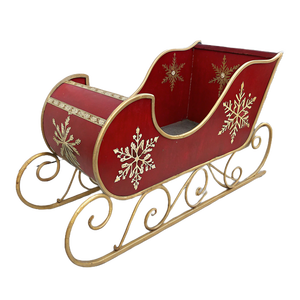 Magnifique traîneau de Noël en métal de 12,5 pouces, panier de traîneau du Père Noël, décoration de table de Noël avec lumières LED - Product Image 1