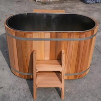 Baignoire ovale de luxe pour rééducation, machine de cryothérapie en bois, bain de glace commercial en acier inoxydable