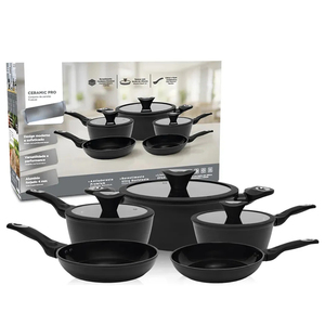 High Quality <b>Pot</b> Pan Silicone Glass Lids Soft Touch Handle Non Stick 8 Piece Forged Aluminium Ceramic Cookware <b>Set</b> - Product Image 2