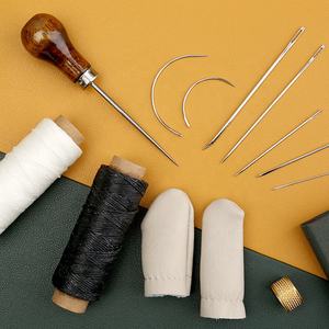 Agujas de tapicería M034, juego de costura de <span class=keywords><strong>hilo</strong></span> encerado, <span class=keywords><strong>dedal</strong></span> de cuero, herramientas de costura para reparación de costuras - Product Image 3