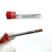 Fraise à rayon d'angle en carbure monobloc OBT 55HRC, revêtement TiSiN, 4 dents, R0.5, pour usinage CNC de l'acier et des métaux OEM
