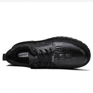 Chaussures Richelieu décontractées en cuir pour hommes, style vintage, basses, à plateforme, antidérapantes, souples, à lacets, pour tenue habillée ou affaires, avec bride arrière - Product Image 4