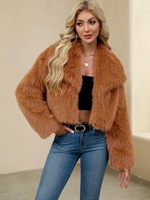 Manteau élégant vintage en fausse fourrure à revers, court, en laine/soie, pour femme enceinte, style européen et américain, collection automne-hiver