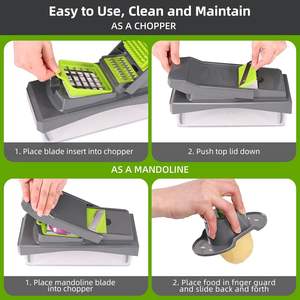 RuK 10-en-1 Gadgets de cuisine gris <span class=keywords><strong>hachoir</strong></span> à légumes 6 lames coupe-oignon coupe-fromage râpe Mandoline trancheuse outils de fruits - Product Image 3
