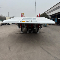 Semi-remorque à plateau bas pliable à col de cygne de 16,6 m à 3 essieux, 8 verrous de rotation, capable de transporter des conteneurs de 40 pieds et 20 pieds